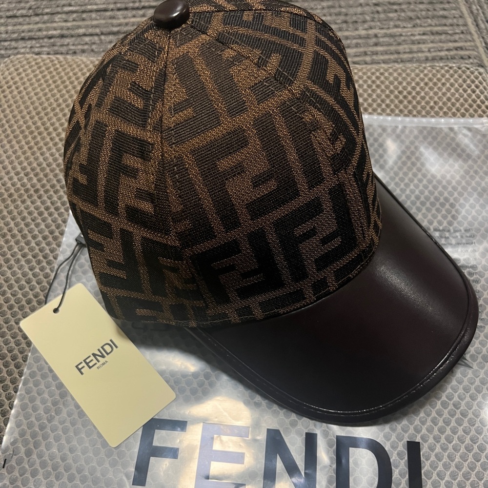 Fendi Brown and Black Logo Cap